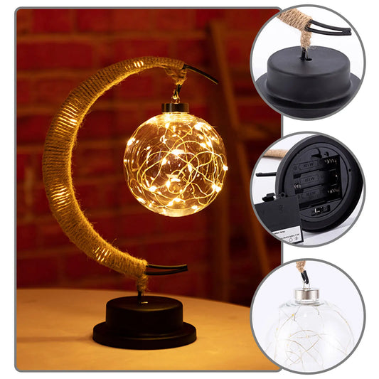 LED Moon Night Lamp with Stand Romantic Night Light Gifts for Home Bedroom Party Bedside Home Ornaments Supplies
